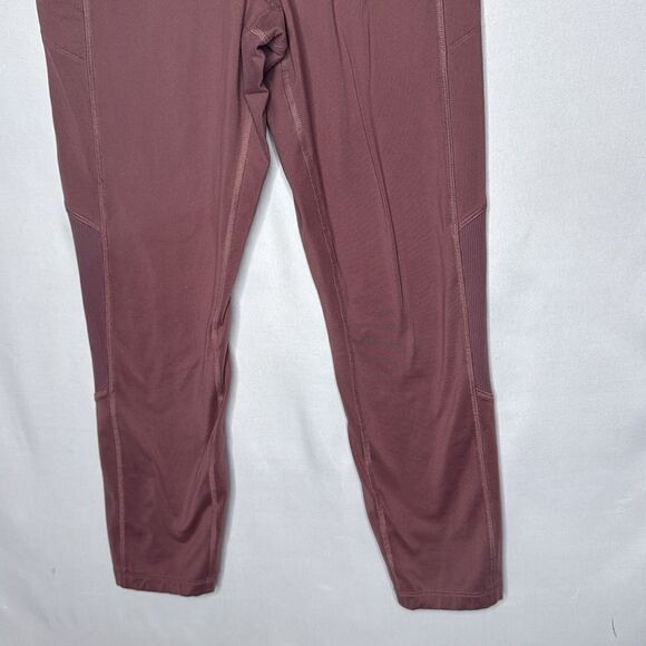 Pink Mauve Fleece Lined Ribbed Cozy Leggings. Size M. - Picture 3 of 8